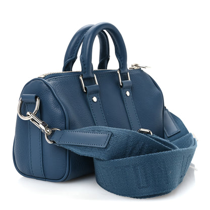 Louis Vuitton Calfskin Aerogram Keepall XS Blue 2 of 8