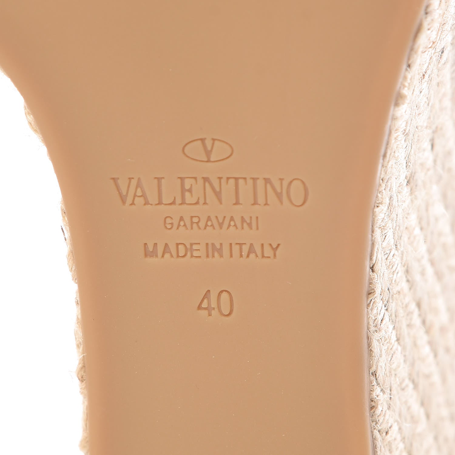 Valentino Garavani Grained Calfskin Rockstud Ankle Strap Espadrille 15/105mm Wedge Sandals 40 Cuoio Natural 6 of 7