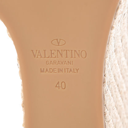 Valentino Garavani Grained Calfskin Rockstud Ankle Strap Espadrille 15/105mm Wedge Sandals 40 Cuoio Natural 6 of 7