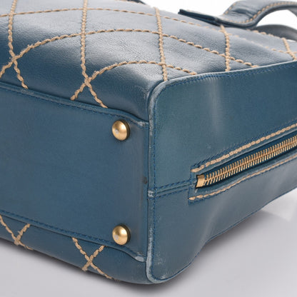 Chanel Calfskin Contrast Stitch Surpique Bowler Blue 9 of 10