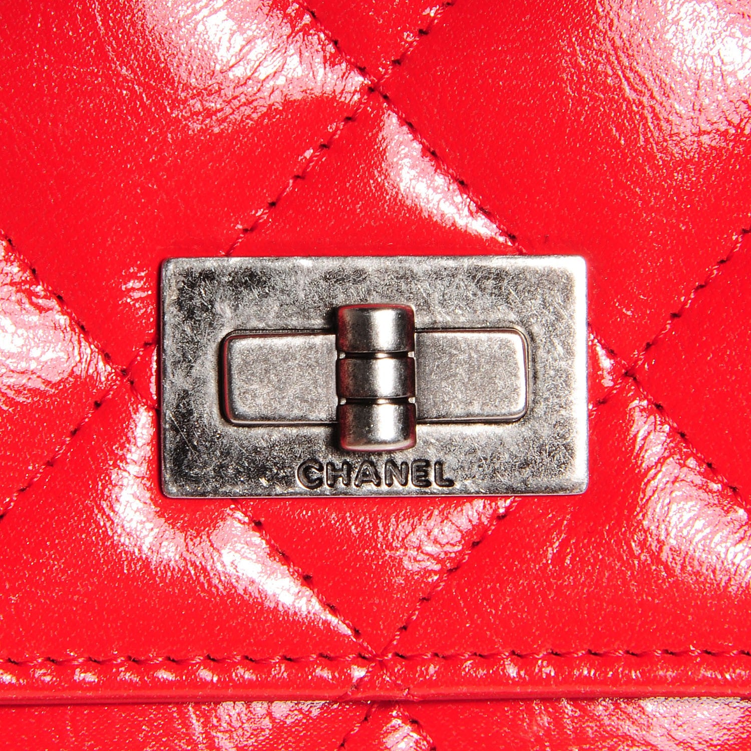 Chanel Glazed Calfskin Quilted Reissue Wallet On Chain WOC Red 7 of 10