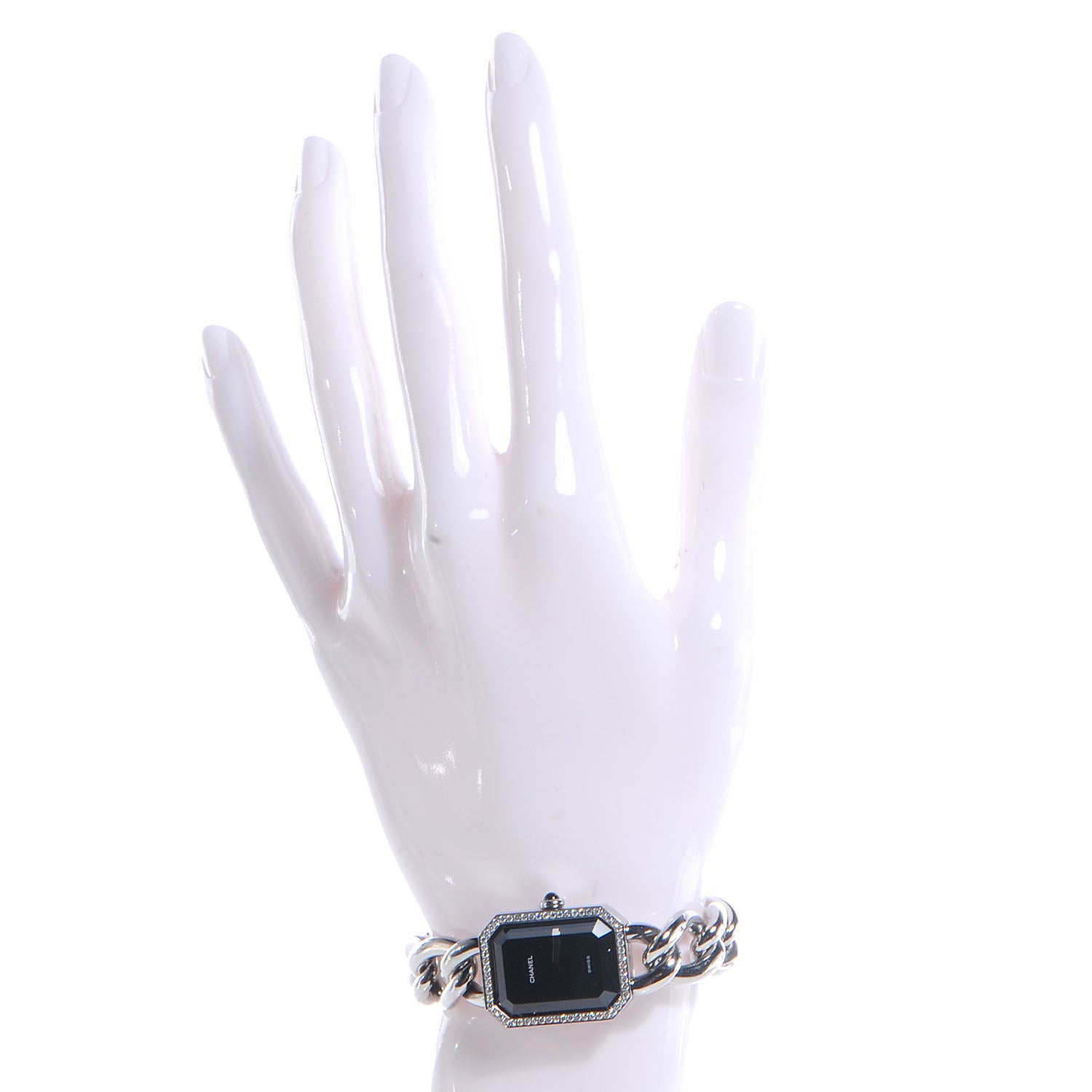 Chanel Stainless Steel Diamond Bezel 20mm Chain Premiere Quartz Watch Black S 2 of 6