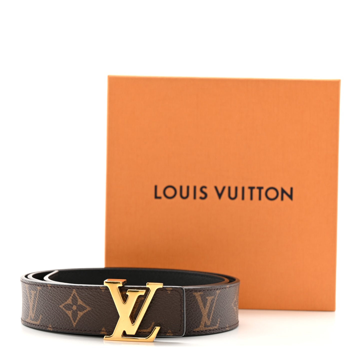 Calfskin Monogram 30mm LV Initiales Reversible Belt 85 34 Black