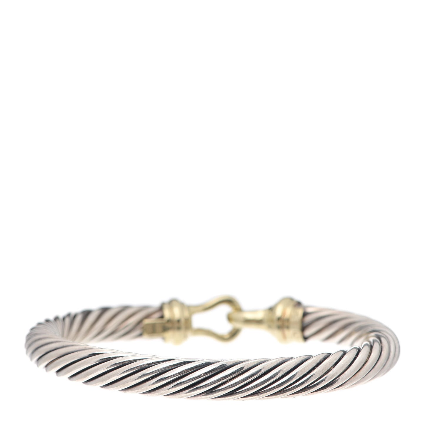 Sterling Silver 18K Yellow Gold 7mm Cable Buckle Bracelet