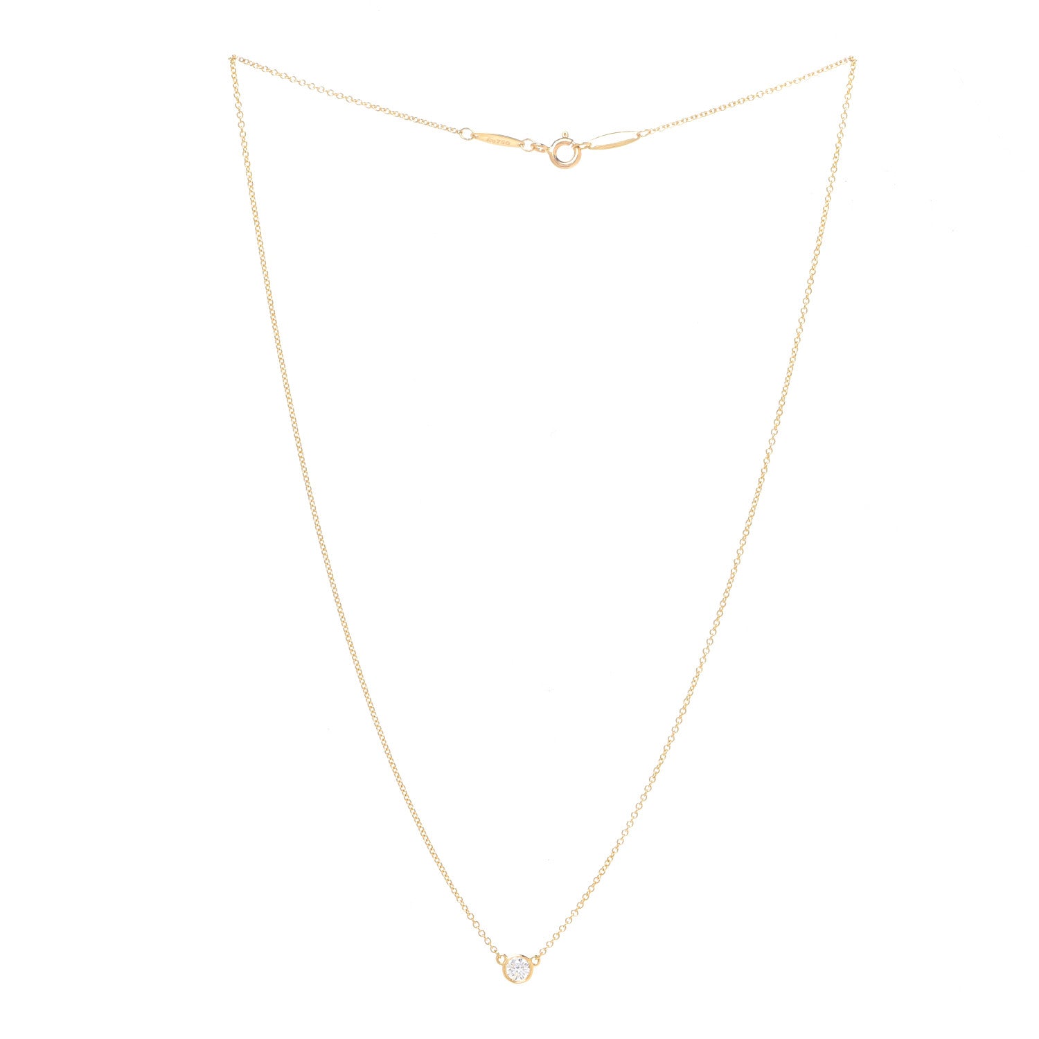 Tiffany 18K Yellow Gold Diamond .17ct Elsa Peretti Diamonds by the Yard Pendant Necklace 3 of 6