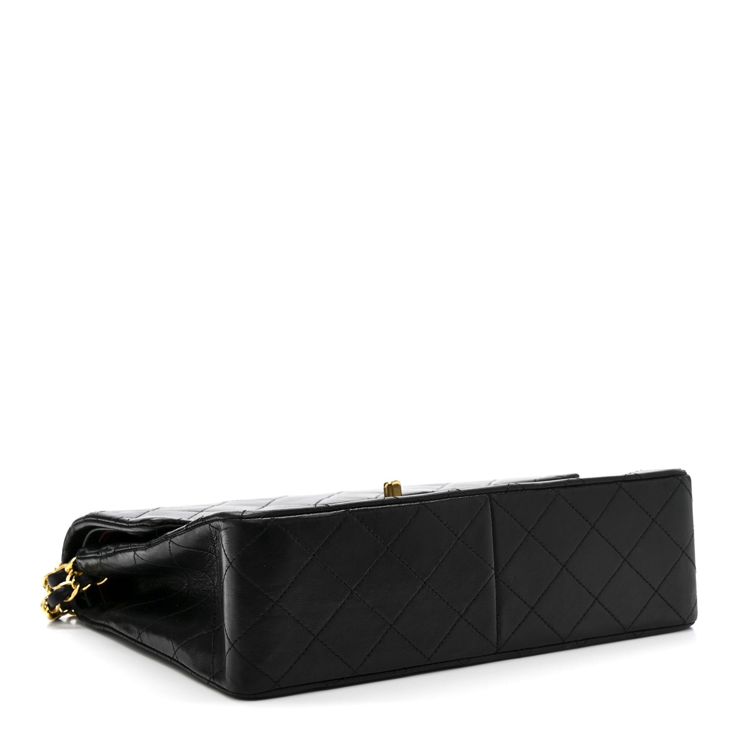 Lambskin Quilted Medium Double Flap Black