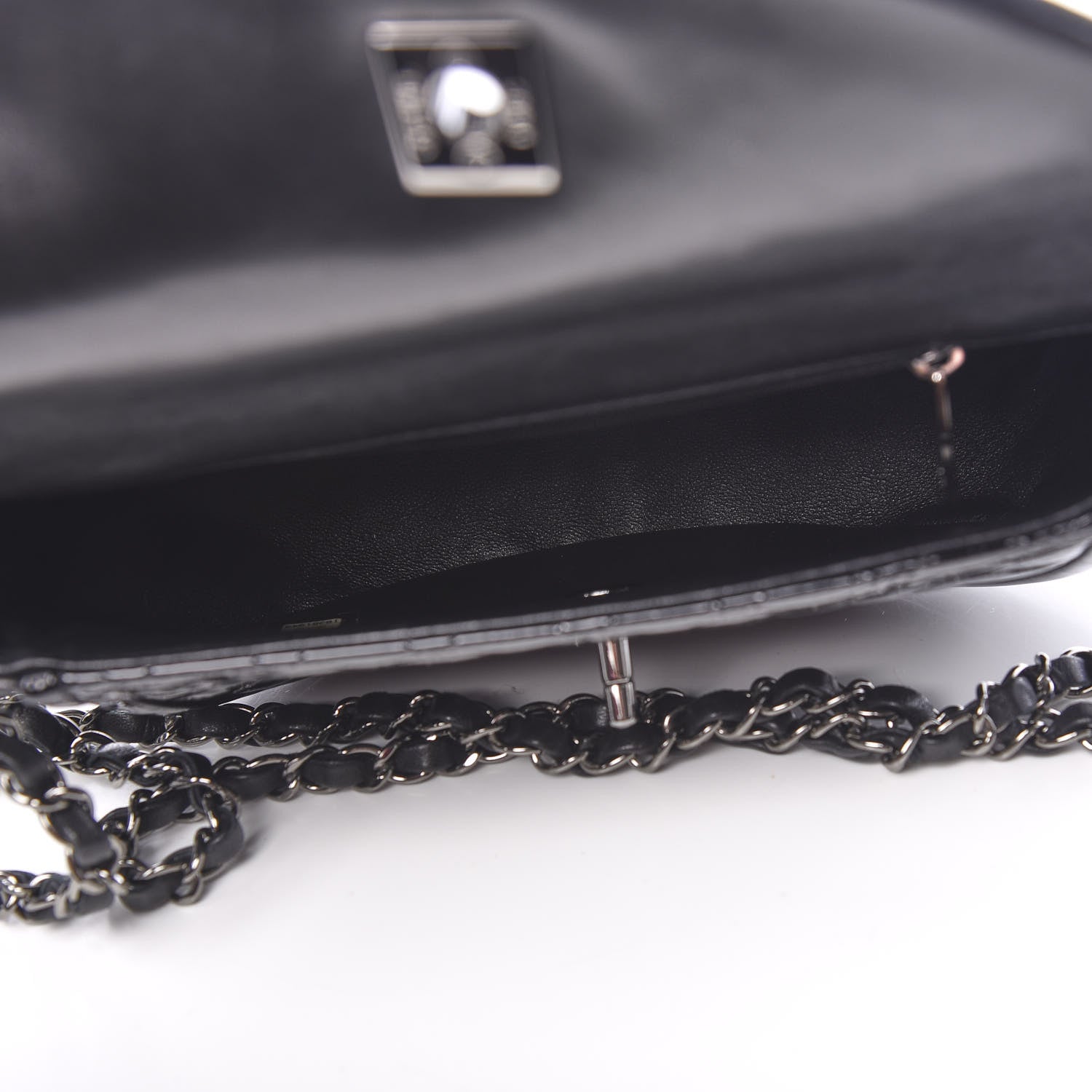 Chanel Lambskin Patent Classic Twist Crescent Flap Bag Black 6 of 9