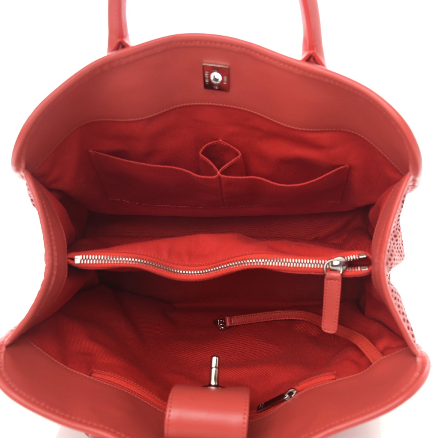 Calfskin Perforated Up In The Air Tote Red