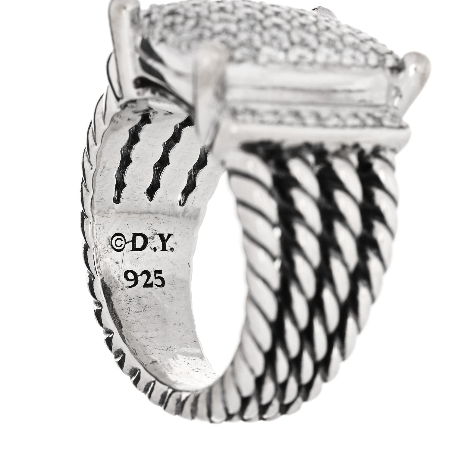 David Yurman Sterling Silver Diamond 16mm Wheaton Ring 54 7 4 of 4