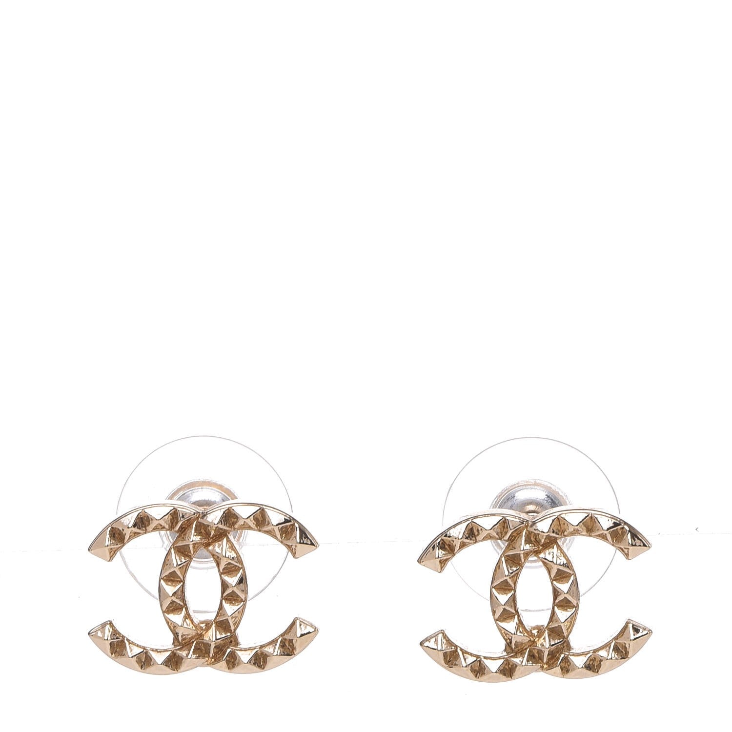 Chanel Studded CC Earrings Gold 1 of 5