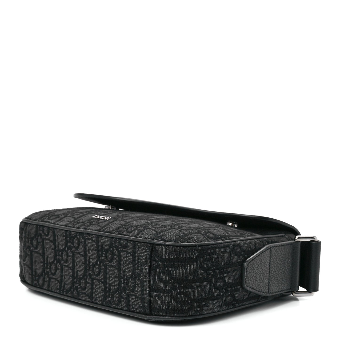 Grained Calfskin Oblique Mini Saddle Messenger Black