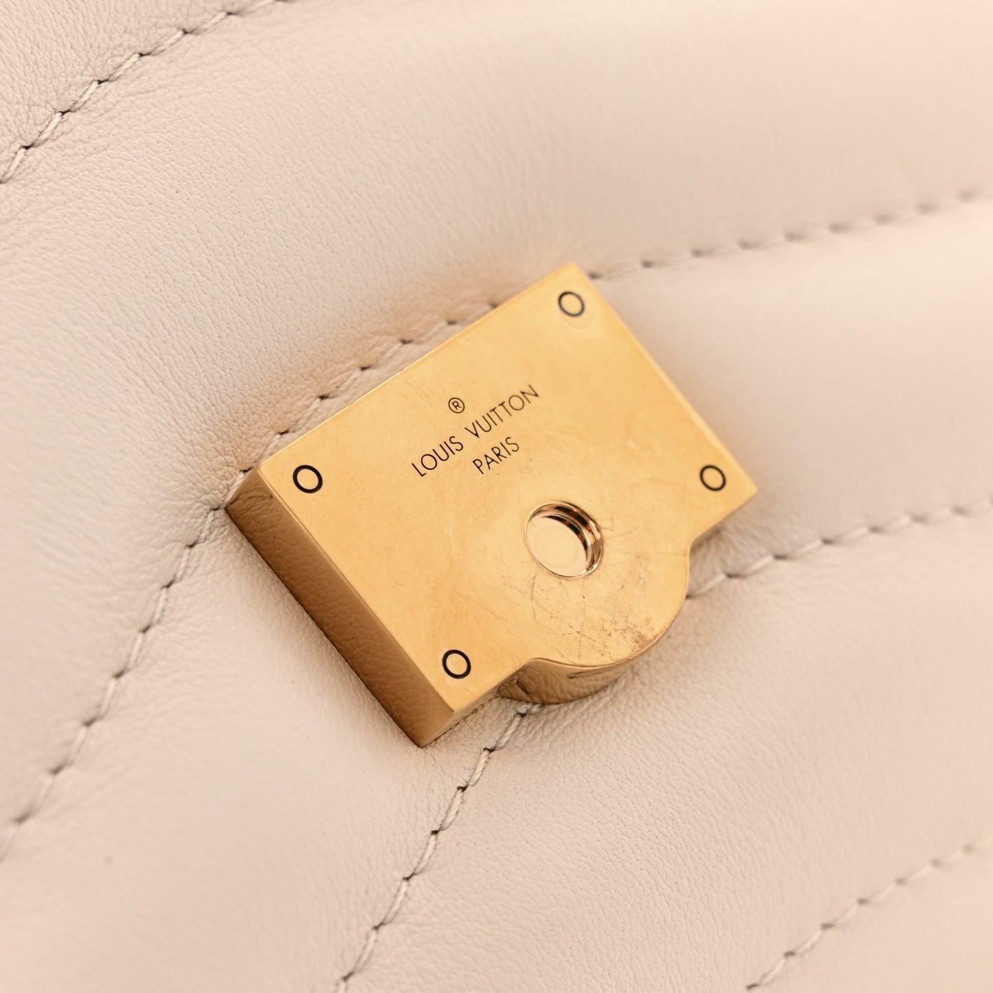 Calfskin LV New Wave Chain Bag Ivory
