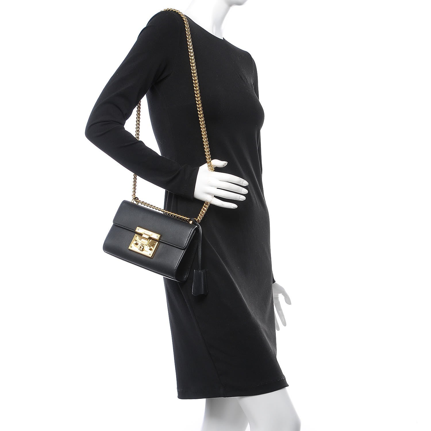 Gucci Calfskin Small Padlock Shoulder Bag Black 2 of 10