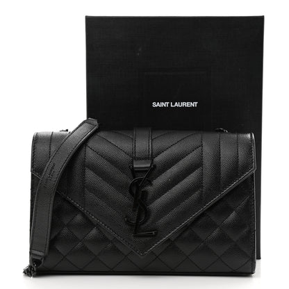 Saint Laurent Grain De Poudre Textured Mixed Matelasse Triquilt Small Monogram Satchel Black 14 of 14