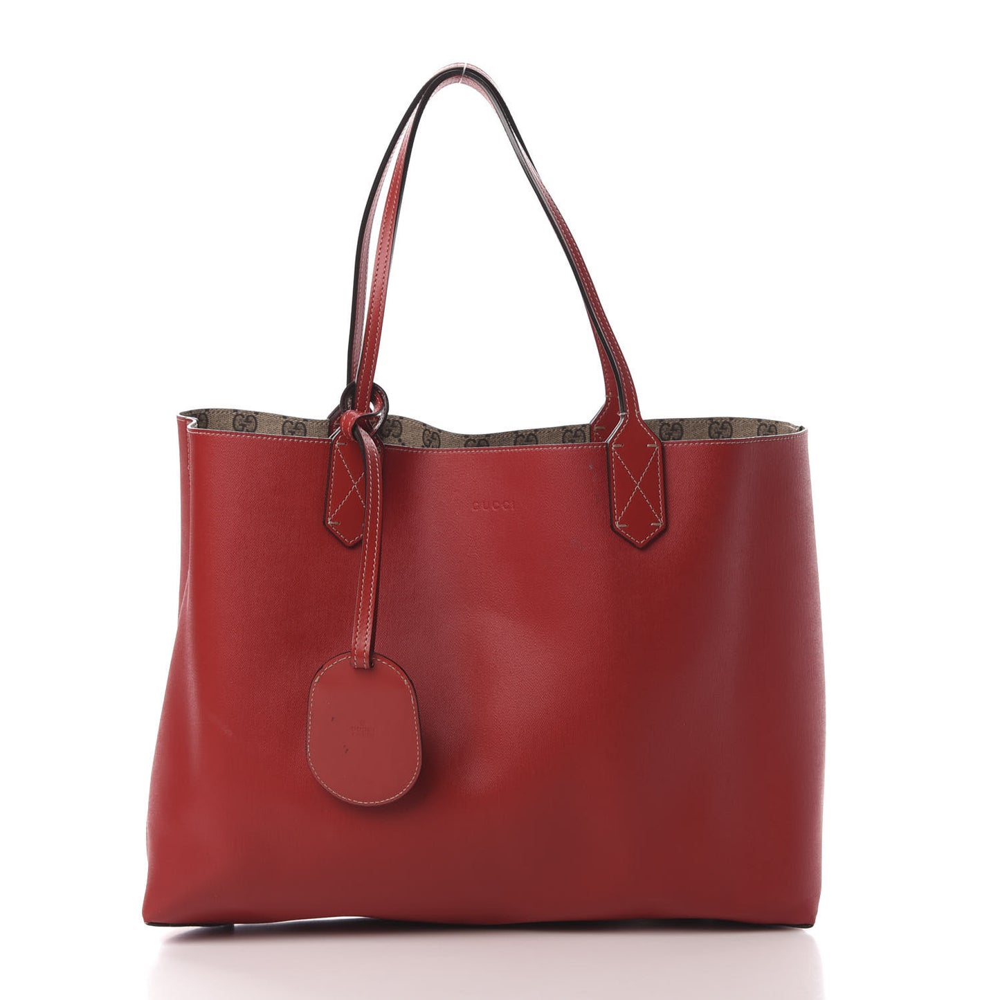 GG Supreme Monogram Medium Reversible Tote Beige Red