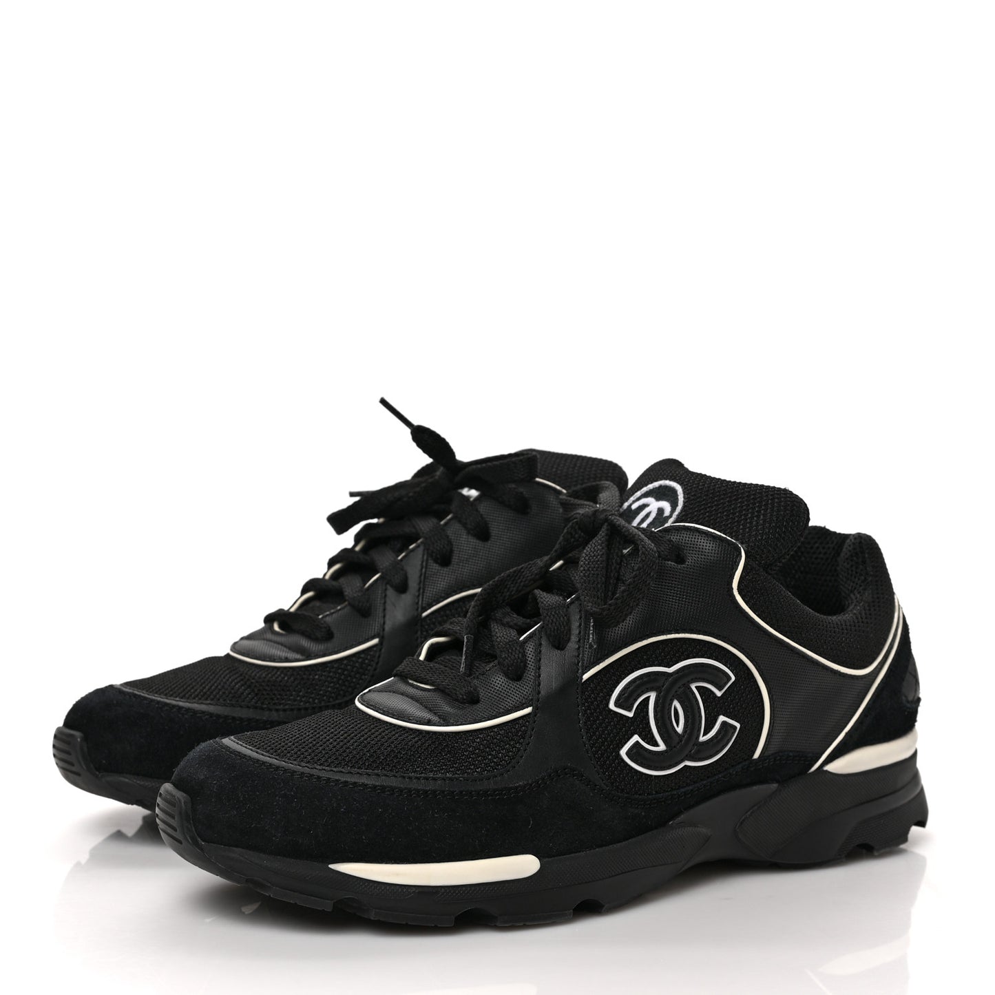 Toile Suede Calfskin CC Sneakers 40 Black White