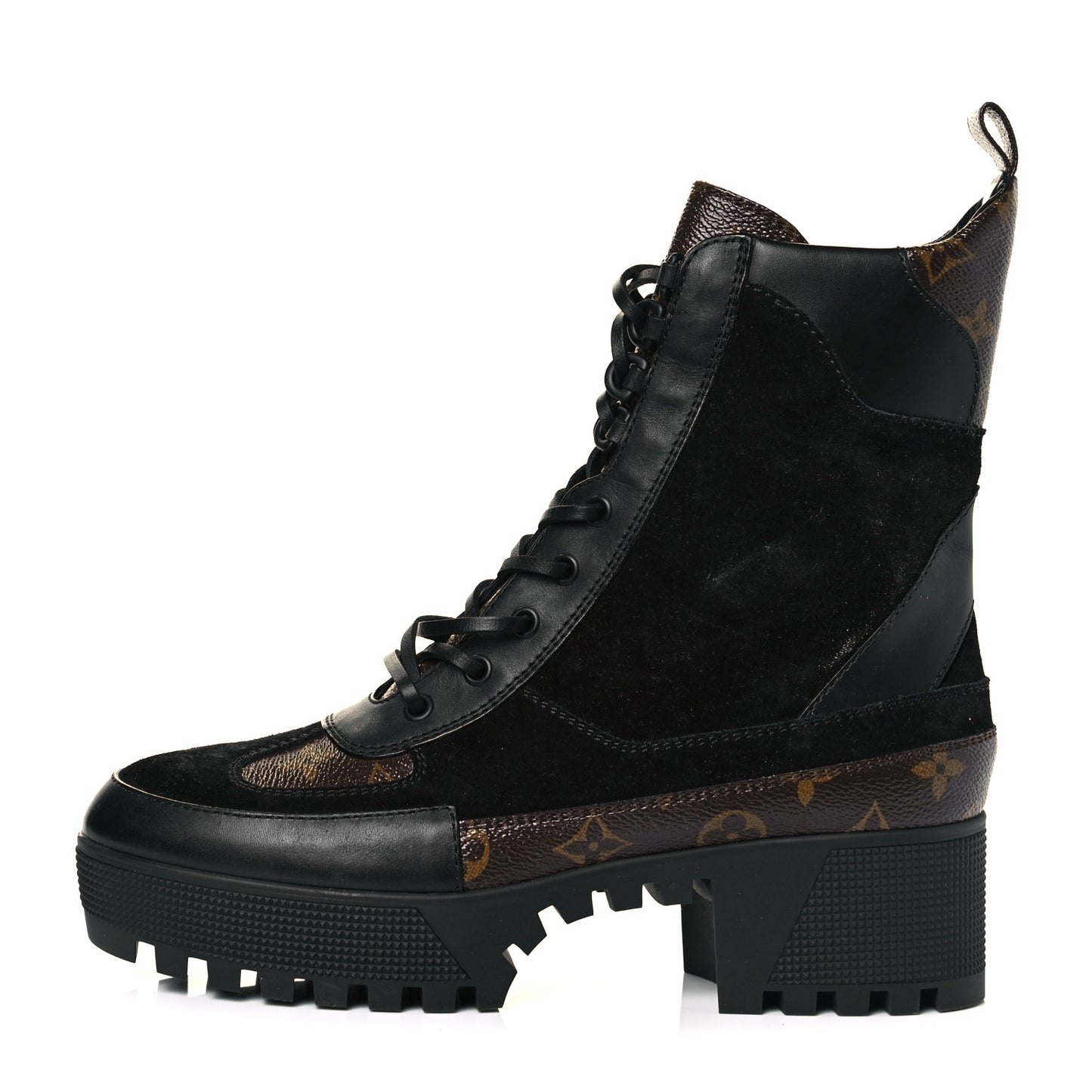 Suede Calfskin Monogram Laureate Platform Desert Boots 41 Black