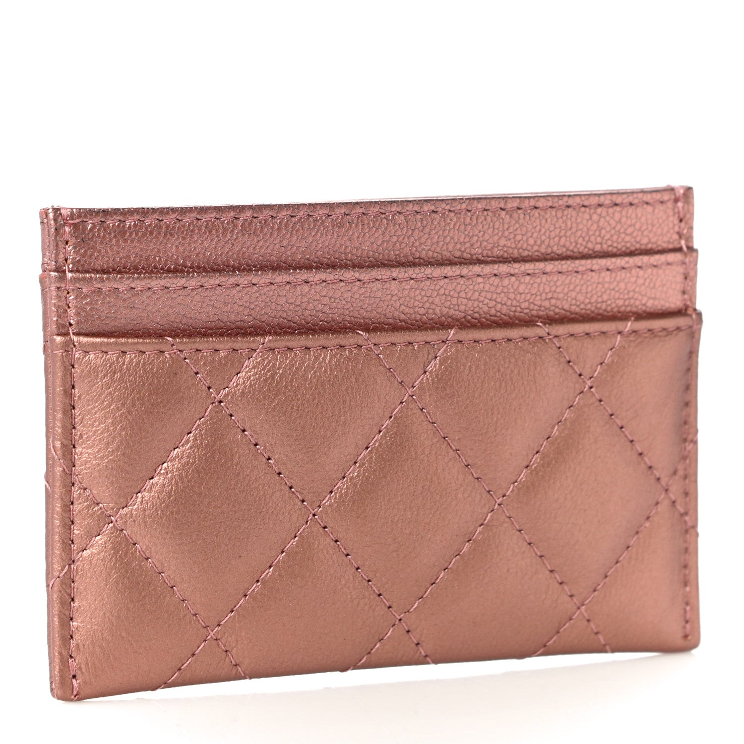 Chanel Metallic Caviar Quilted Reissue Card Holder Rose Gold 3 of 12