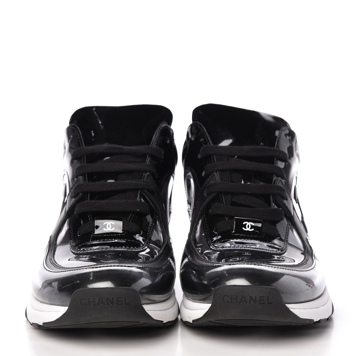 Chanel Calfskin Patent Transparent Sneakers 40.5 Black 2 of 9