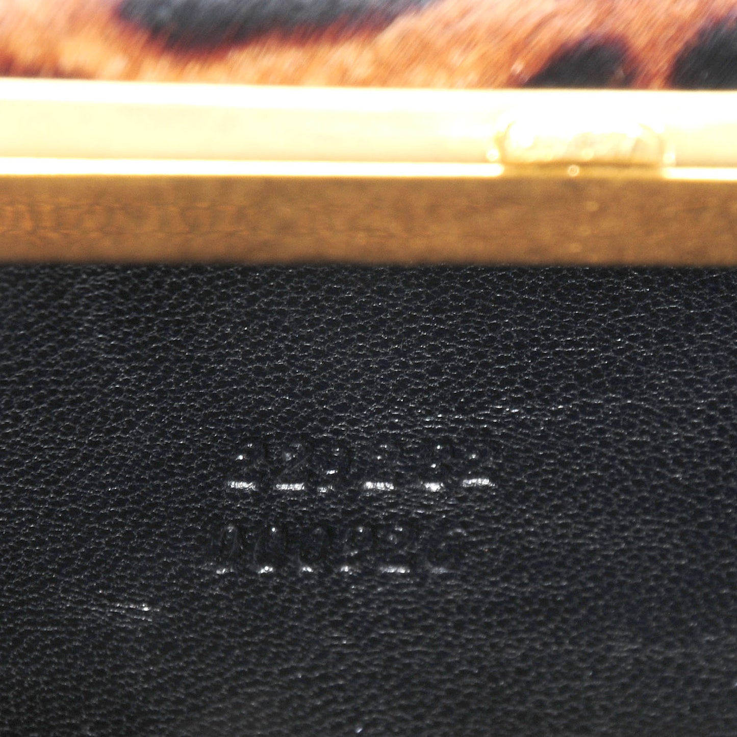 Calf Hair Leopard Print Knuckle Box Clutch Brown Black