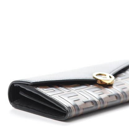 Fendi Vitello Cruise F is Fendi Bi-Color FF 1974 Embossed Continental Envelope Wallet Maya Black 9 of 11