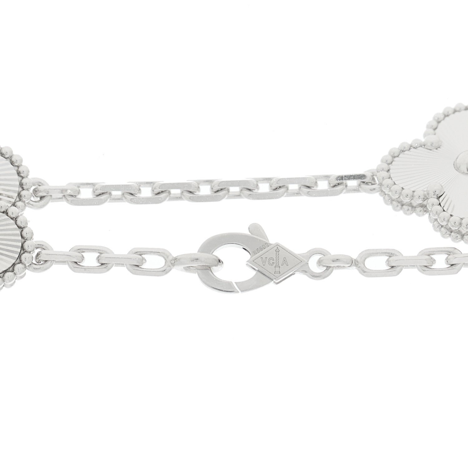 Van Cleef & Arpels 18K White Gold 20 Motifs Guilloche Vintage Alhambra Necklace 4 of 7