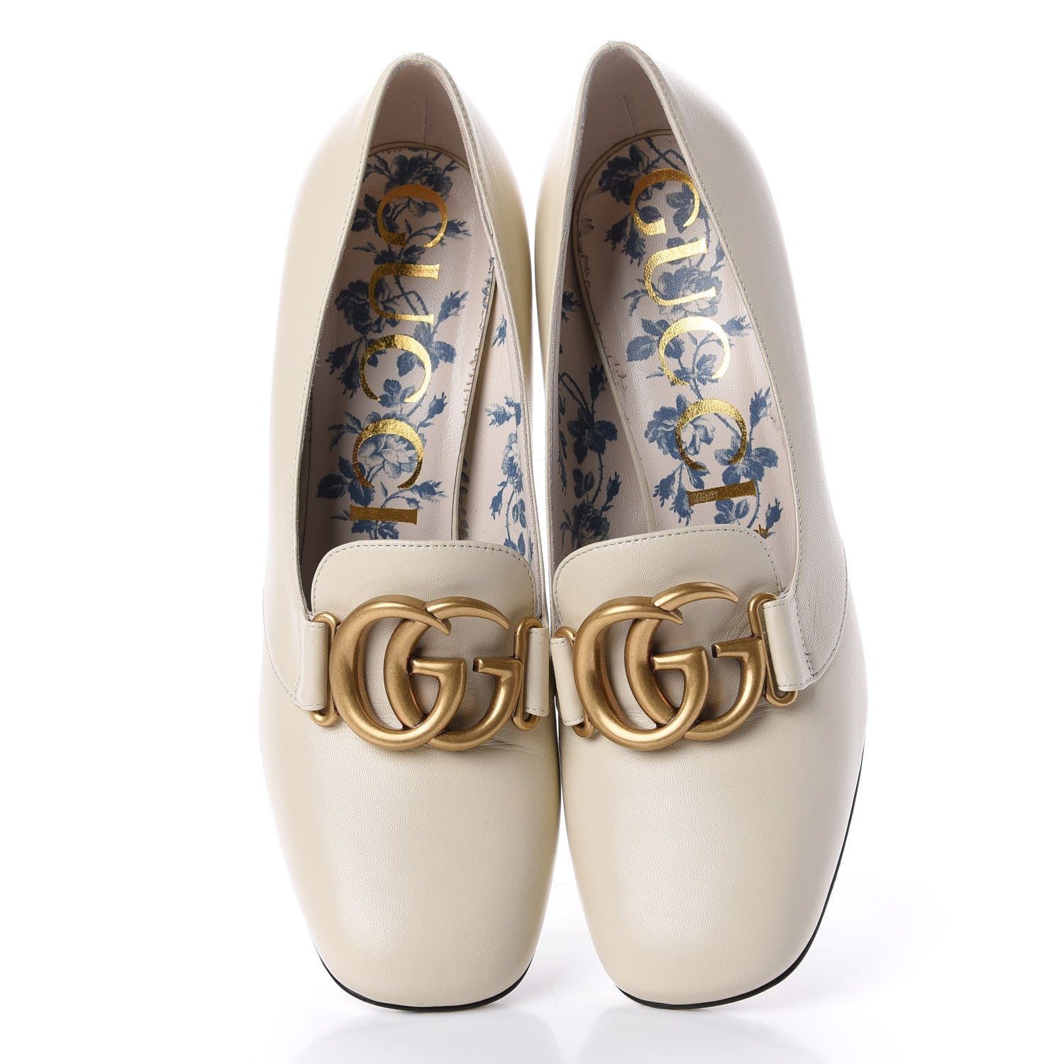 Gucci Malaga Kid GG Victoire 95mm Loafer Pumps 39.5 Vintage White 5 of 12