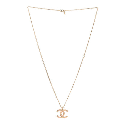 Chanel Enamel Pearl Crystal Twisted CC Necklace Gold Pale Pink 3 of 6