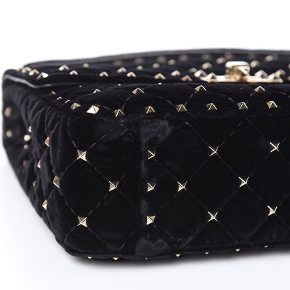 Valentino Garavani Velvet Medium Rockstud Spike Shoulder Bag Black 7 of 10