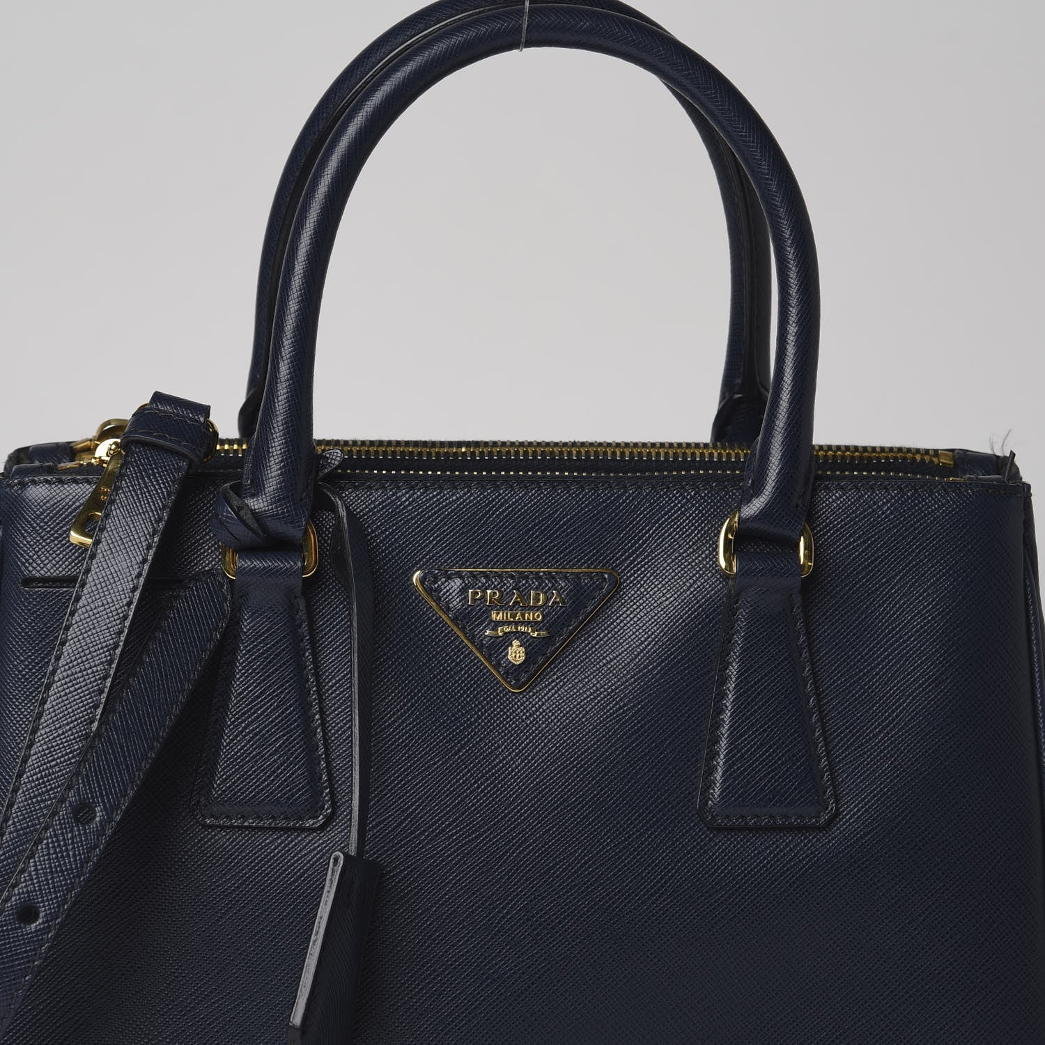 Prada Saffiano Mini Galleria Double Zip Tote Baltico 8 of 8