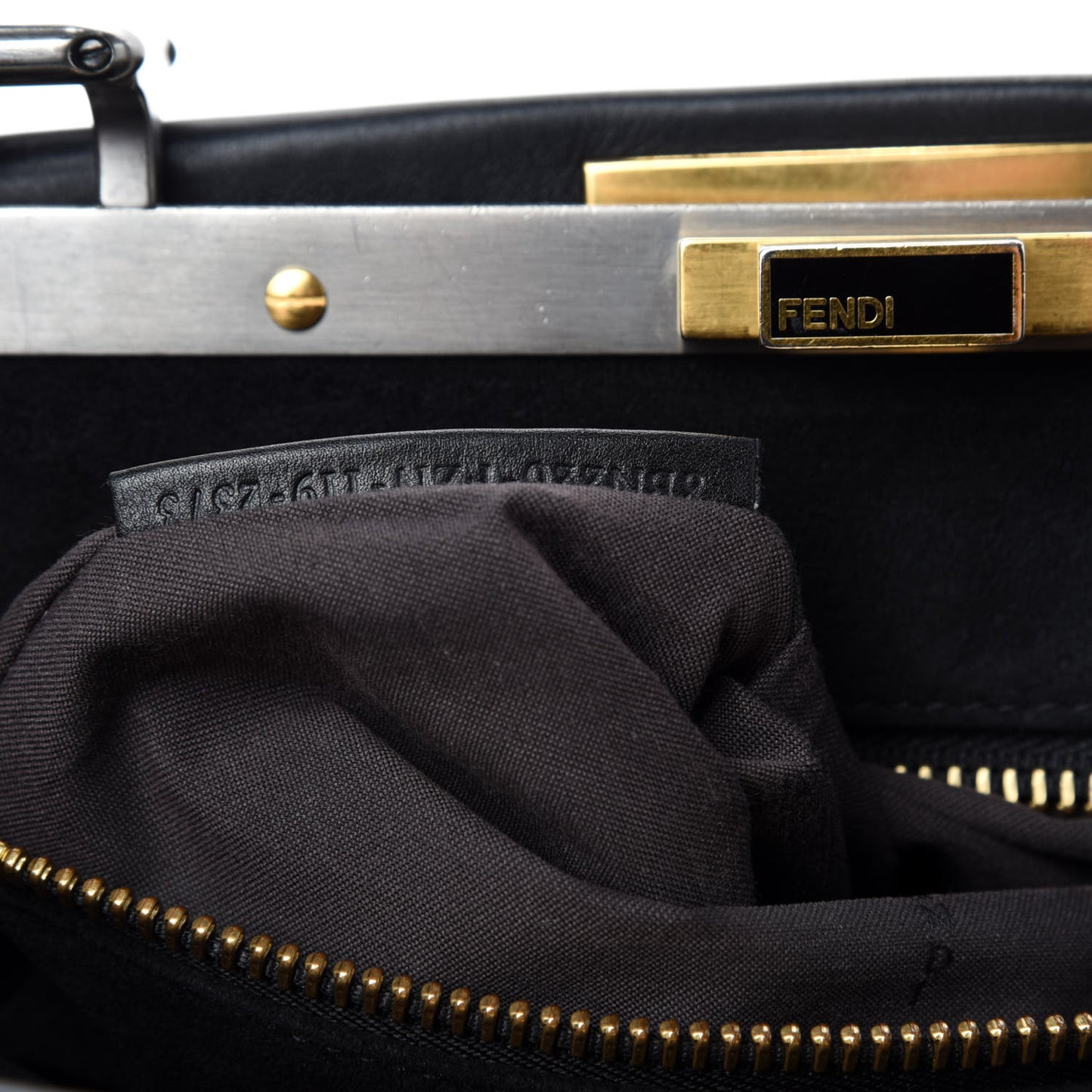 Vitello Suede Medium Peekaboo Iconic Satchel Black