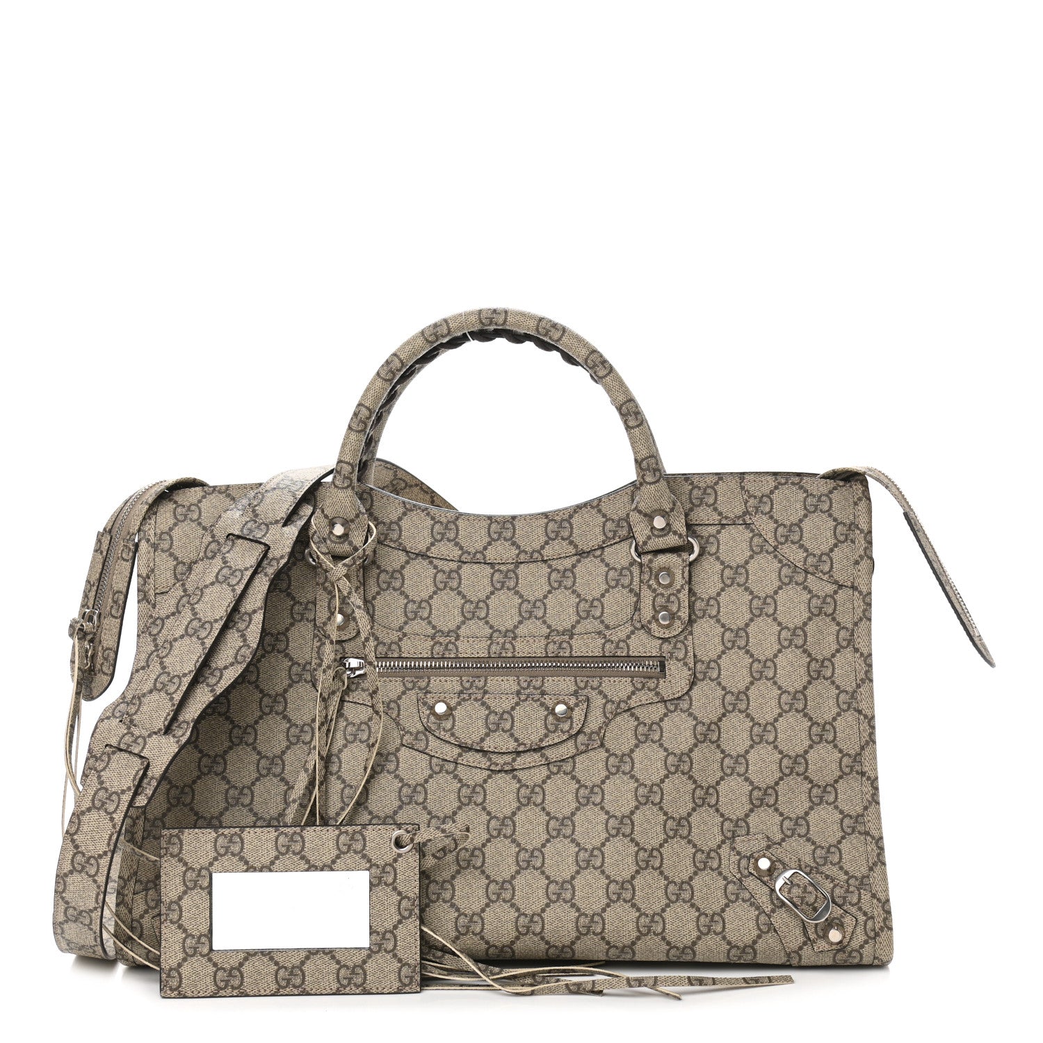 Balenciaga X GUCCI GG Supreme Monogram Neo Classic Silver Hardware City Beige Ebony 1 of 10
