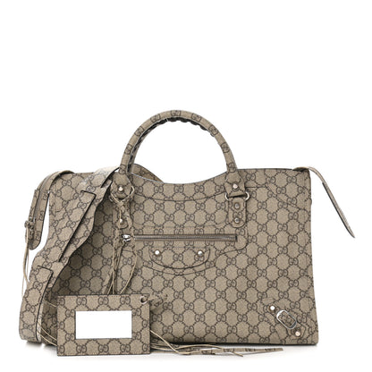 Balenciaga X GUCCI GG Supreme Monogram Neo Classic Silver Hardware City Beige Ebony 1 of 10