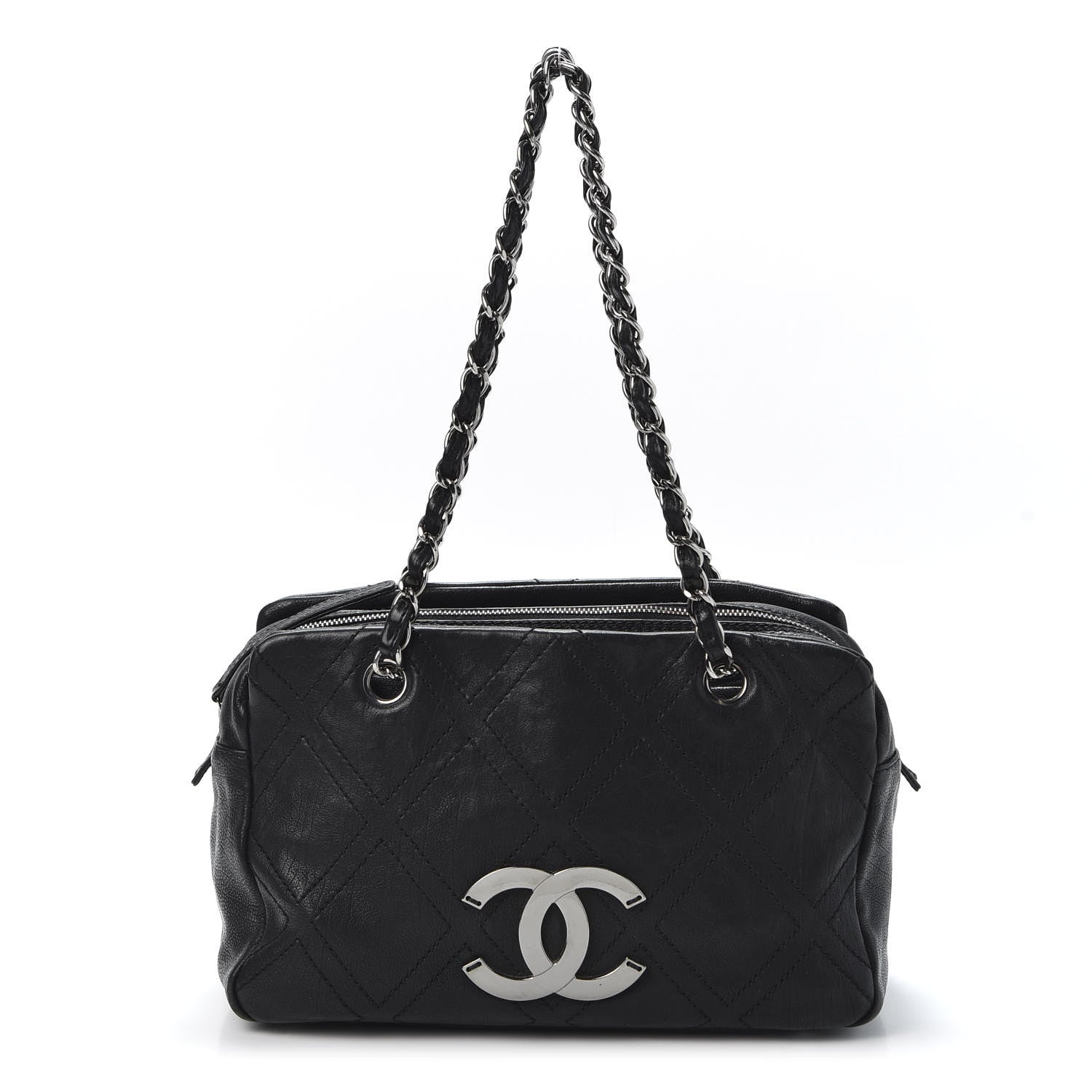 Chanel Calfskin Small Diamond Stitch Tote Black 1 of 9