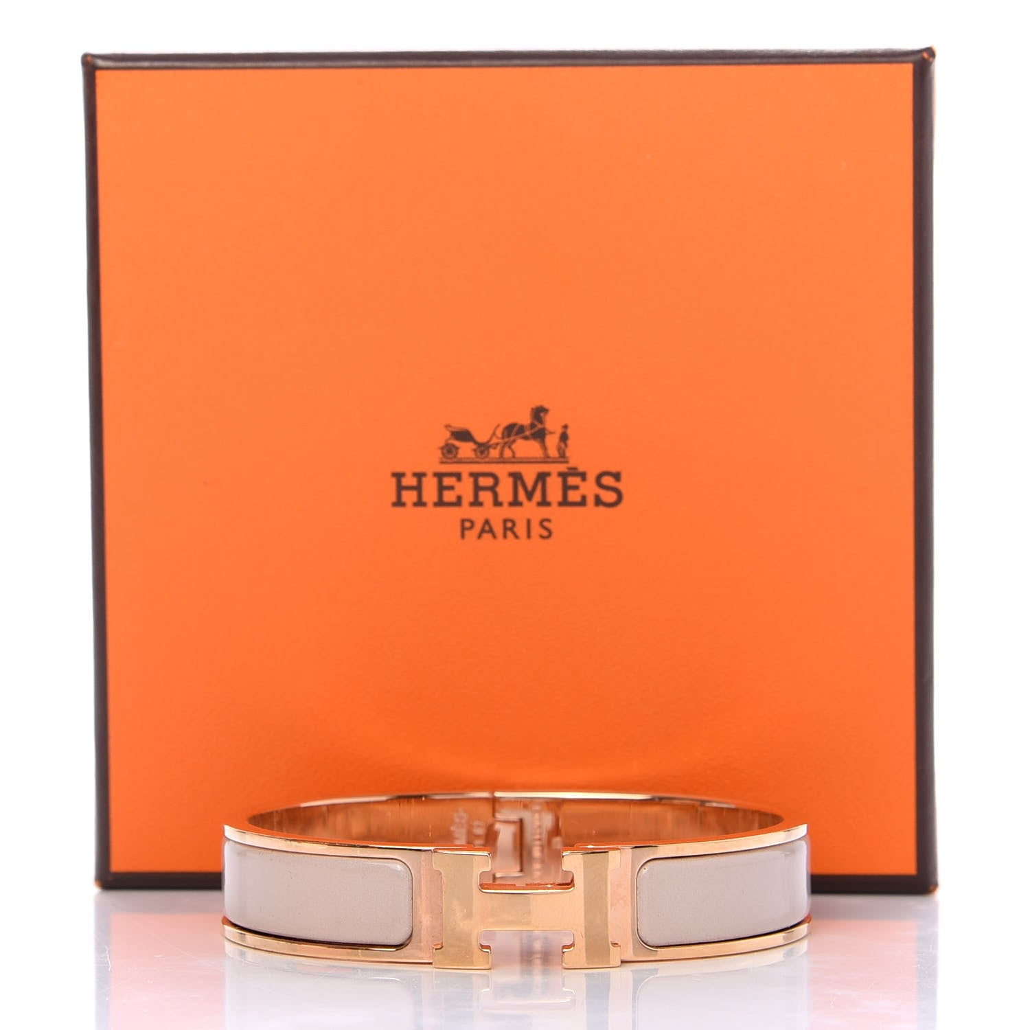 Hermes Enamel Narrow Clic Clac H Bracelet PM Beige Rose 5 of 5