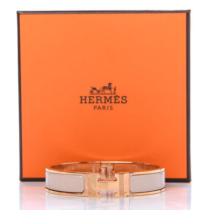 Hermes Enamel Narrow Clic Clac H Bracelet PM Beige Rose 5 of 5