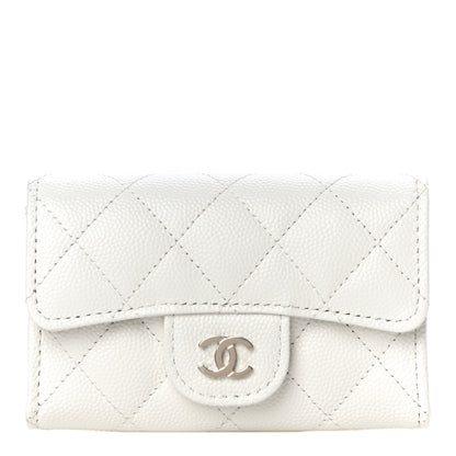 Chanel Caviar Quilted Flap Card Holder Wallet White 1 of 12