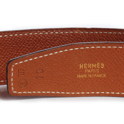 Hermes Courchevel Reversible Polished Constance 32mm H Belt 70 Bleu France Gold 4 of 6