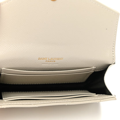 Saint Laurent Grain De Poudre Matelasse Chevron Small Monogram Envelope Wallet Crema Soft 5 of 9