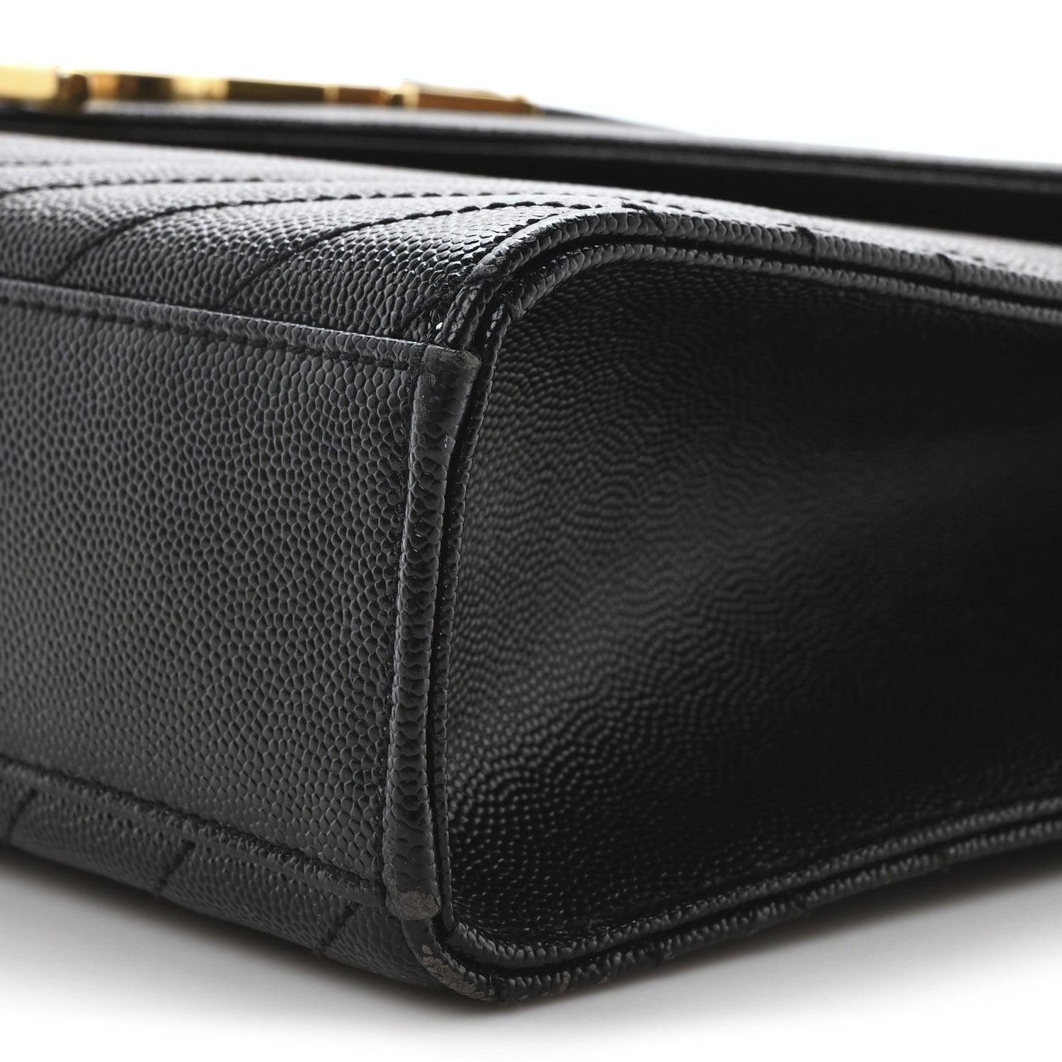 Saint Laurent Grain De Poudre Matelasse Chevron Large Monogram Satchel Black 10 of 10