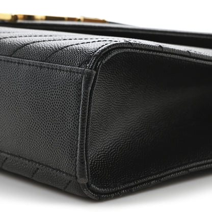 Saint Laurent Grain De Poudre Matelasse Chevron Large Monogram Satchel Black 10 of 10