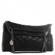Shaggy Deer Quilted Small Falabella Tote Black
