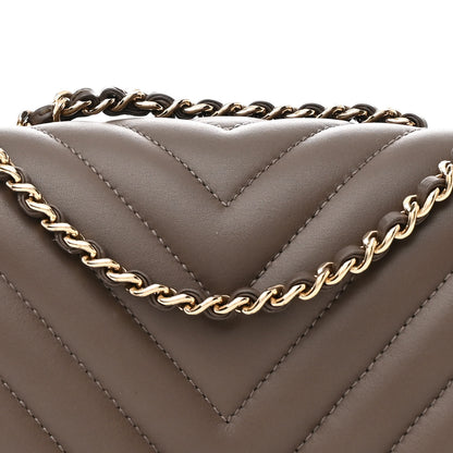Chanel Calfskin Chevron Quilted Mini Statement Flap Khaki 8 of 12