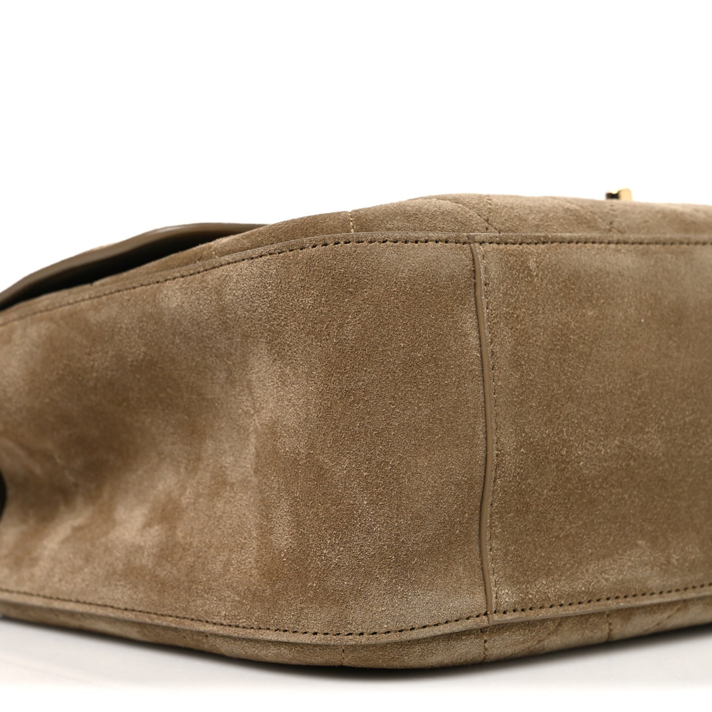 Suede Calfskin Small Souplissimo Maxi Flap Dark Beige