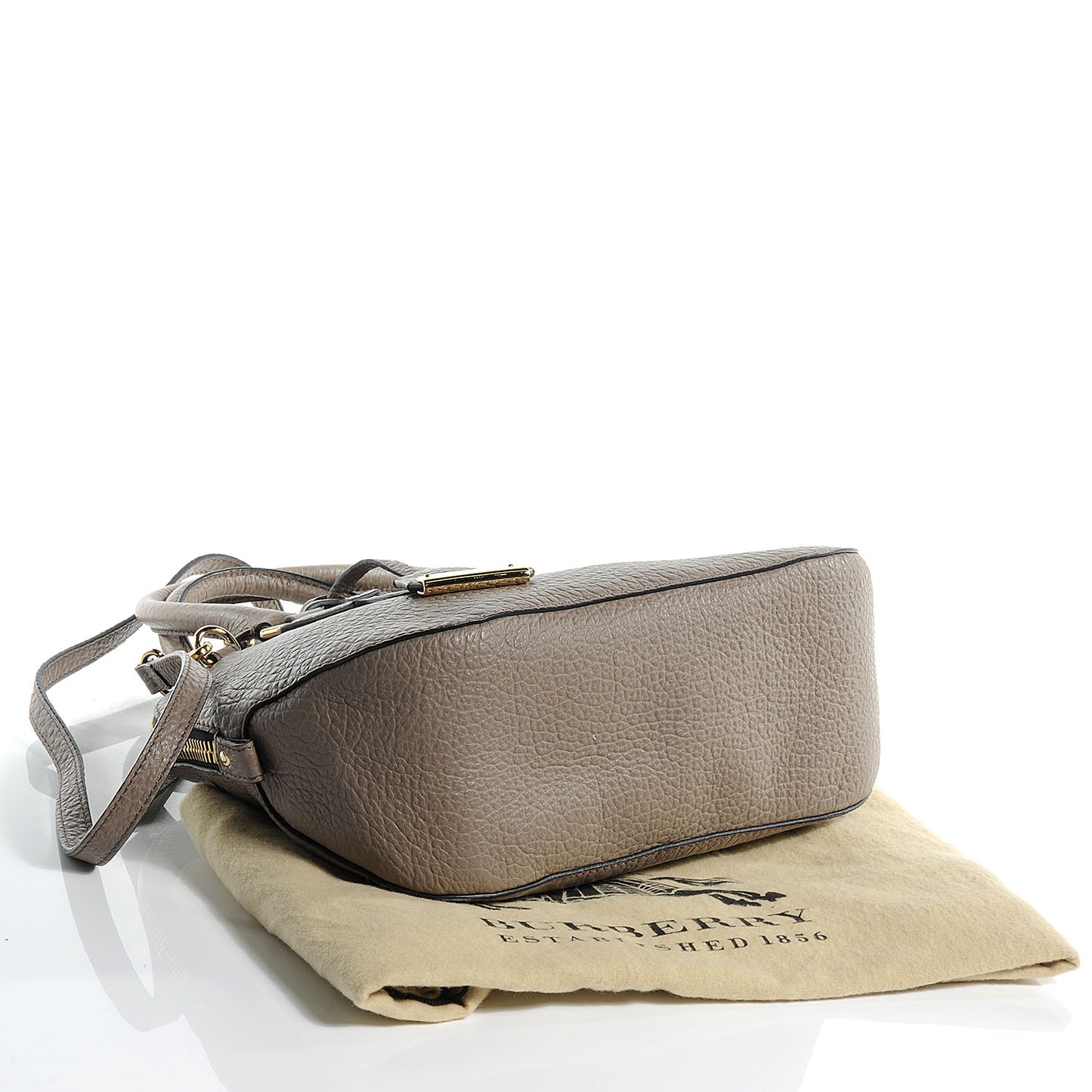 Grained Leather Small Orchard Bowling Bag Pale Taupe