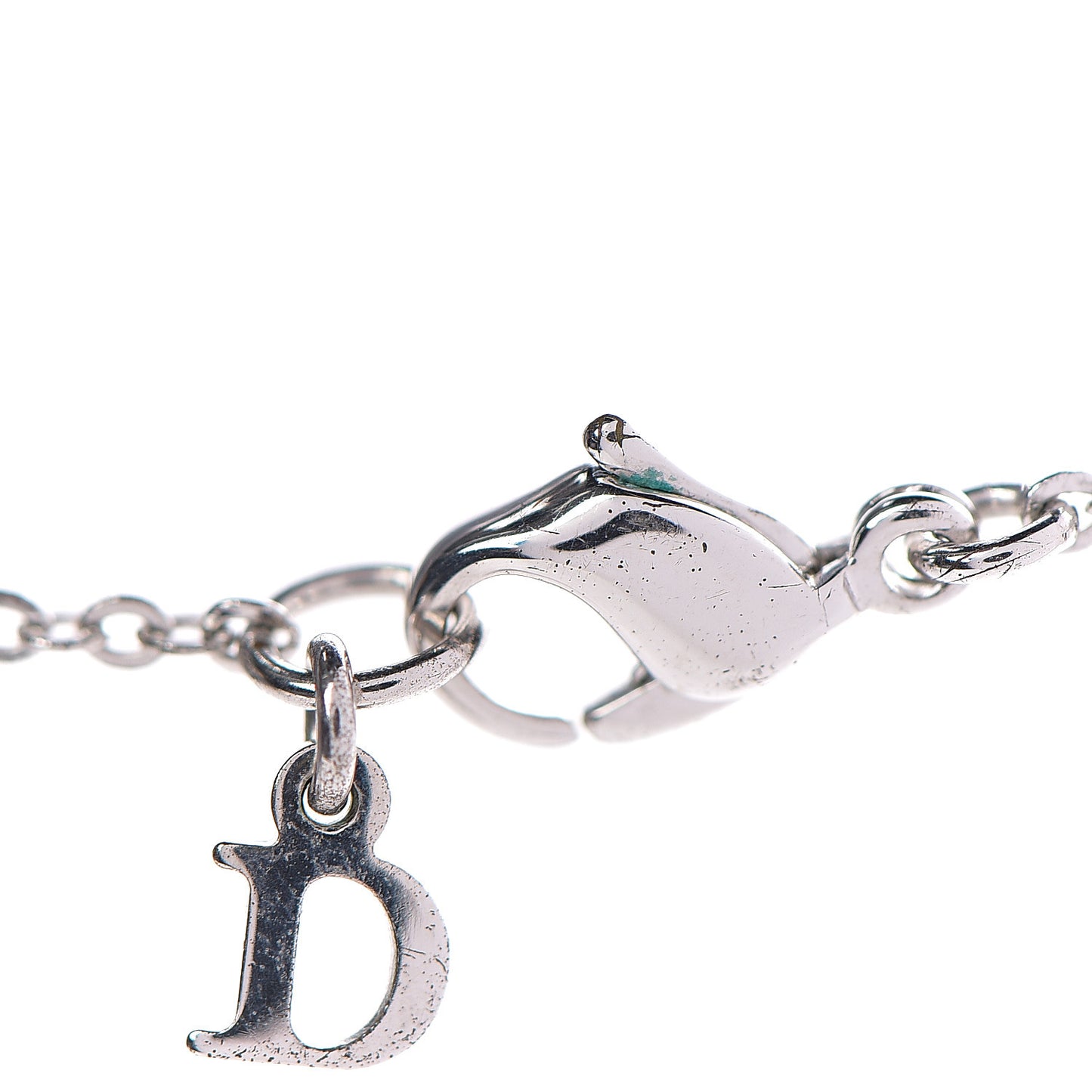 Metal Heart Beaded CD Necklace Silver