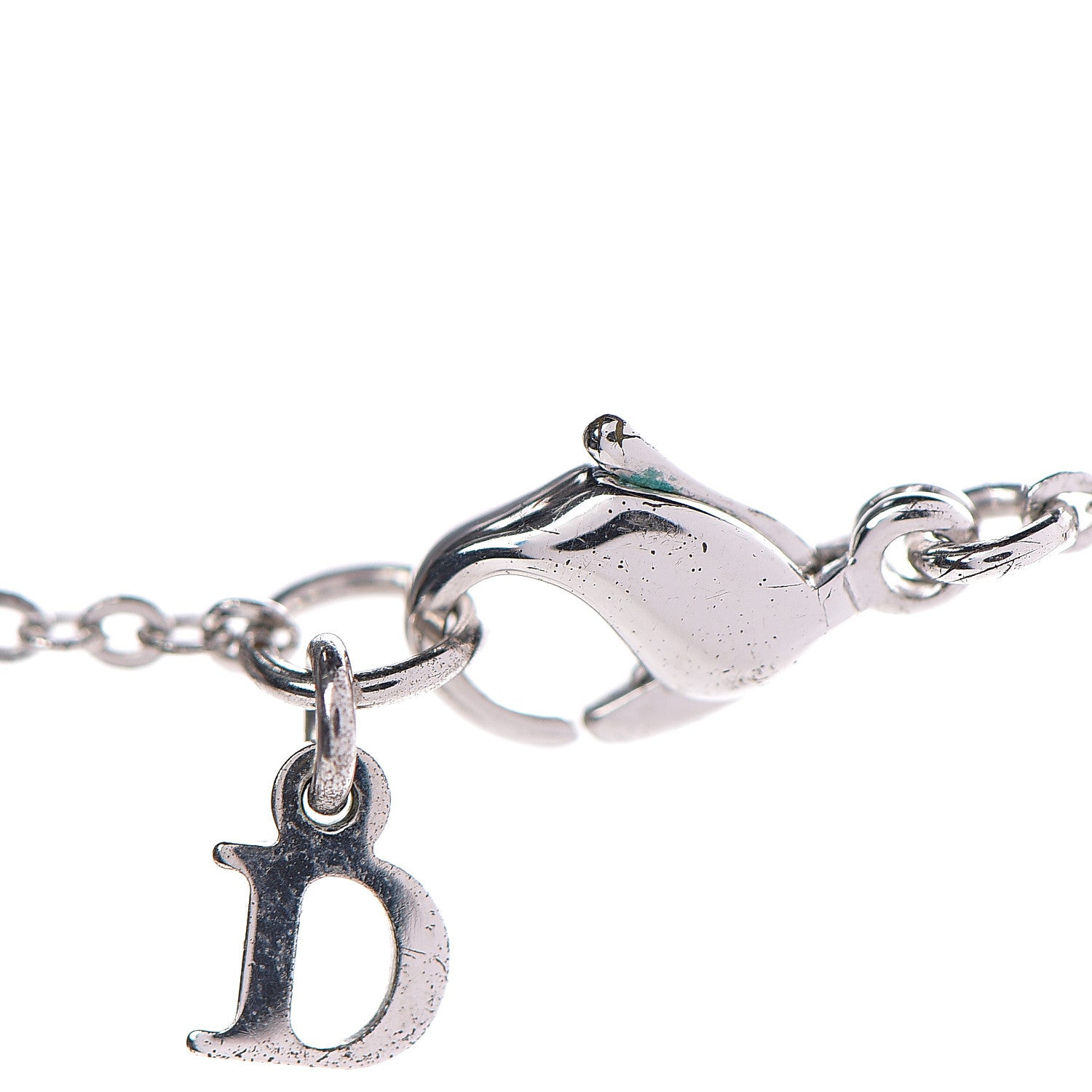 Christian Dior Metal Heart Beaded CD Necklace Silver 3 of 4