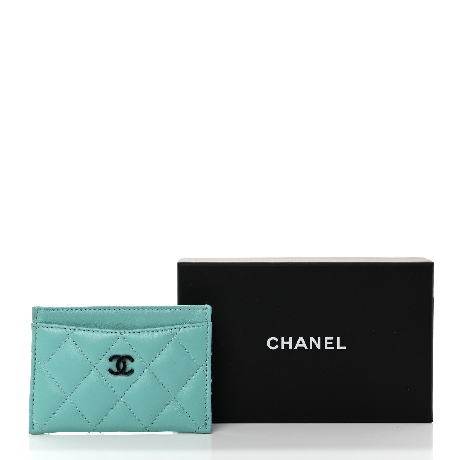 Chanel Lambskin Quilted Card Holder Turquoise 9 of 9