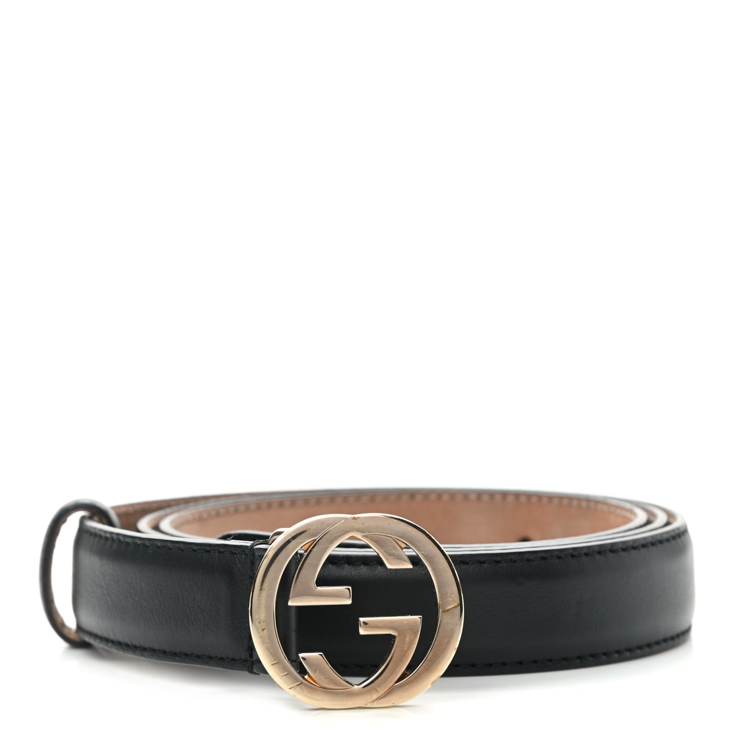 Moon Calfskin Interlocking G 25mm Belt 85 34 Black