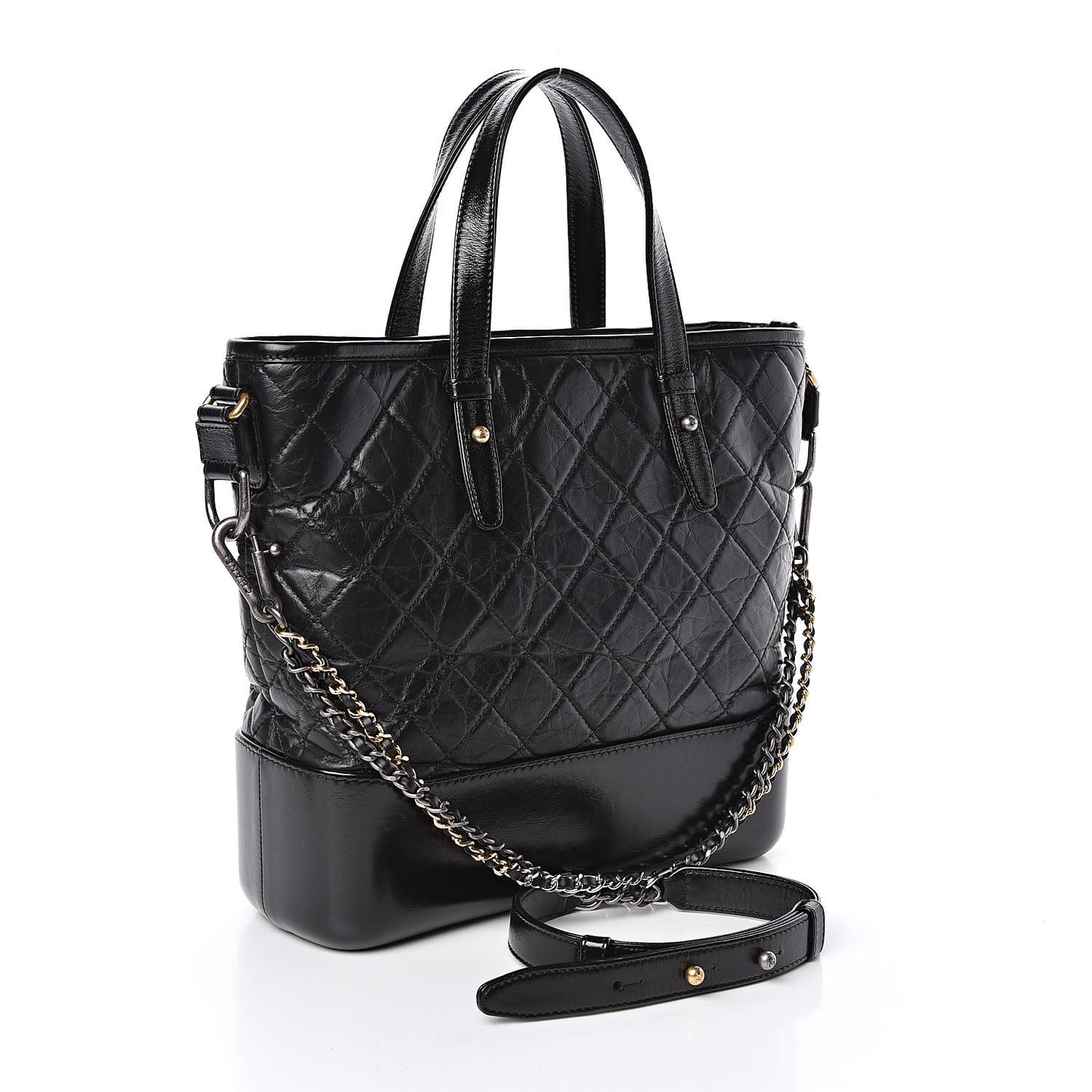 Calfskin Quilted Gabrielle Shopping Tote Black
